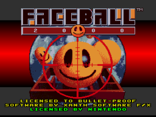 Faceball 2000 title screen for Super Nintendo